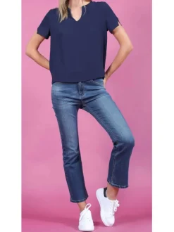 Top uni pour femme marine coupe évasée ARCHEO