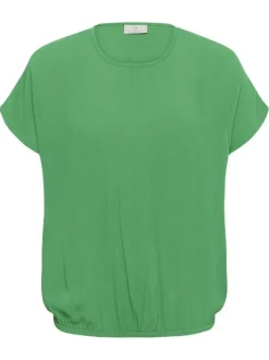 Top vert uni pourvu d'une coupe ample et de manches courtes