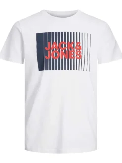 T-shirt blanc en coton biologique avec une coupe droite et un col rond