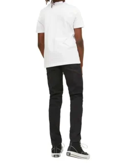 T-shirt blanc en coton biologique avec une coupe droite et un col rond