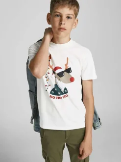 T-shirt blanc en coton uni coupe droite col rond
