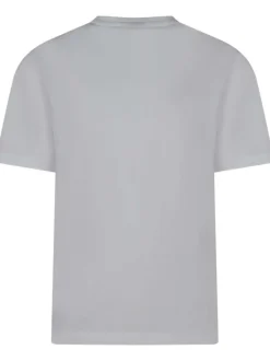 T-shirt blanc uni avec une coupe droite à col rond et logo iconique