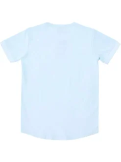 T-shirt ciel uni pourvu de manches courtes et d'un col rond