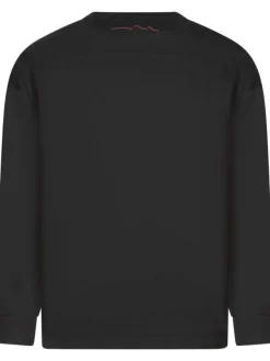 T-shirt en coton anthracite uni avec une coupe droite à manches longues