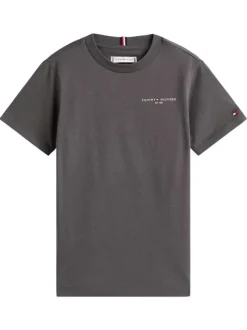 T-shirt en coton anthracite à col rond avec des manches courtes