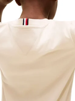T-shirt en coton beige à coupe droite pourvu d'un imprimé de la marque