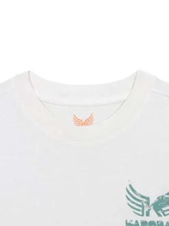 T-shirt en coton beige uni avec une coupe droite et un col rond