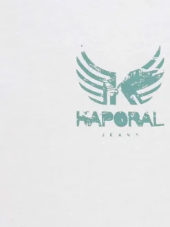 T-shirt en coton beige uni avec une coupe droite et un col rond