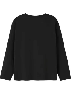 T-shirt en coton biologique noir imprimé One Piece avec un col rond