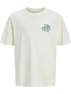 T-shirt en coton biologique blanc uni pourvu d'un imprimé musical