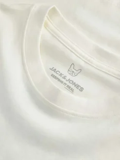 T-shirt en coton biologique blanc uni pourvu d'un imprimé musical