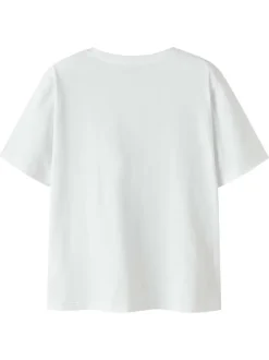 T-shirt en coton biologique blanc uni pourvu d'un poche plaquée