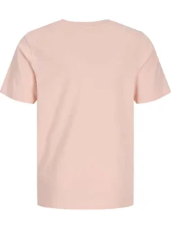 T-shirt en coton biologique corail imprimé avec une coupe droite et un col rond