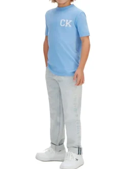 T-shirt en coton biologique lavande uni avec une coupe droite et un col rond