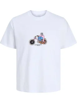T-shirt en coton biologique blanc à coupe droite orné d'une illustration