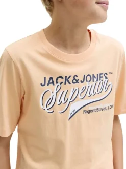 T-shirt en coton biologique pêche orné d'un imprimé de la marque