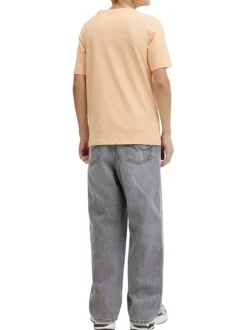 T-shirt en coton biologique pêche orné d'un imprimé de la marque