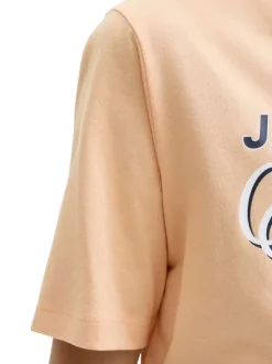 T-shirt en coton biologique pêche orné d'un imprimé de la marque