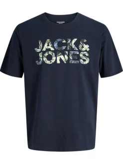 T-shirt en coton biologique marine orné d'un imprimé de la marque