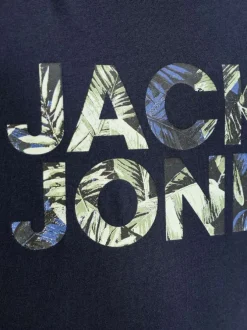 T-shirt en coton biologique marine orné d'un imprimé de la marque