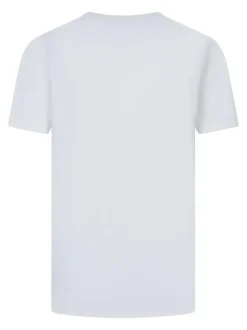 T-shirt en coton biologique blanc uni pourvu d'un imprimé à l'avant