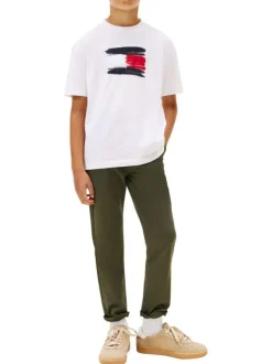 T-shirt en coton blanc à imprimé fantaisie avec un col rond
