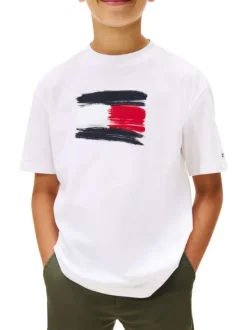 T-shirt en coton blanc à imprimé fantaisie avec un col rond