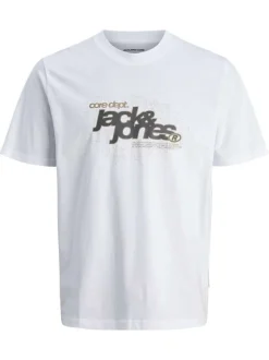 T-shirt en coton blanc avec logo noir imprimé et une coupe droite