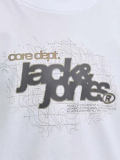 T-shirt en coton blanc avec logo noir imprimé et une coupe droite