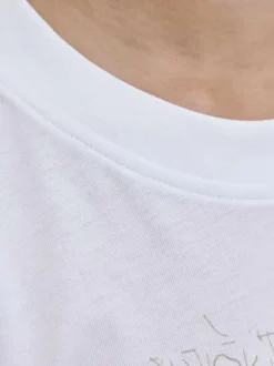 T-shirt en coton blanc avec logo noir imprimé et une coupe droite