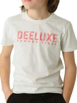 T-shirt en coton blanc et rose avec une coupe droite et un col rond