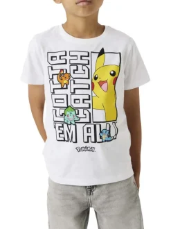 T-shirt en coton blanc imprimé à l'avant avec une coupe droite