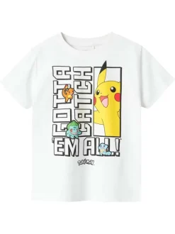 T-shirt en coton blanc imprimé à l'avant avec une coupe droite