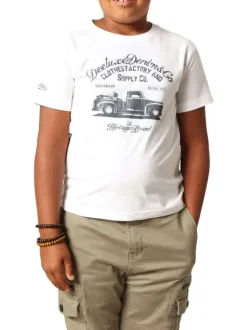 T-shirt en coton blanc imprimé avec un col rond et des manches courtes