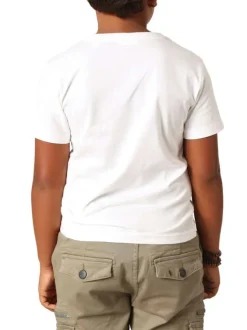 T-shirt en coton blanc imprimé avec un col rond et des manches courtes