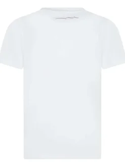 T-shirt en coton blanc imprimé à coupe droite avec col rond et manches courtes
