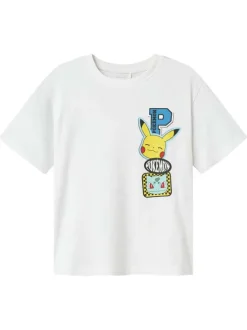 T-shirt en coton blanc imprimé avec un col rond et une coupe droite