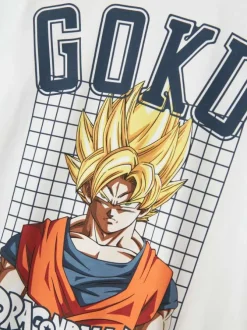 T-shirt en coton blanc imprimé à l'avant avec une coupe droite et un col rond