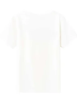 T-shirt en coton blanc imprimé avec une coupe droite et un col rond