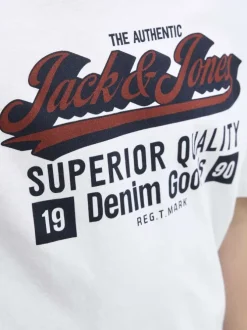 T-shirt en coton blanc imprimé avec une coupe droite et un col rond