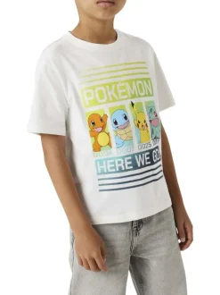 T-shirt en coton blanc imprimé personnages de fiction à l'avant avec un col rond