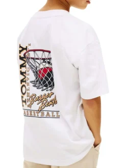 T-shirt en coton blanc pourvu d'une coupe droite et d'un col rond