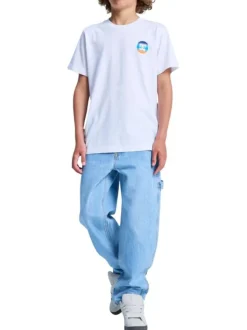 T-shirt en coton blanc uni avec une coupe droite et des manches courtes