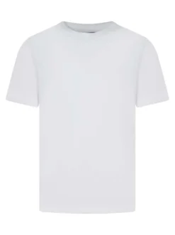 T-shirt en coton blanc uni avec une coupe droite et un col rond