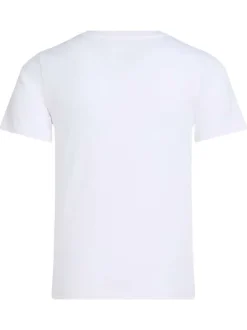 T-shirt en coton blanc uni avec une coupe droite un col rond et le logo imprimé