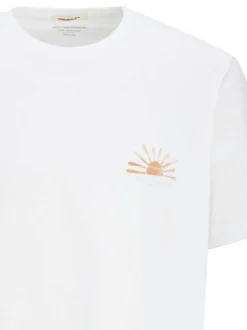 T-shirt en coton blanc uni avec une coupe droite et un col rond