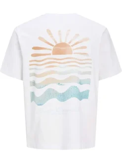 T-shirt en coton blanc uni avec une coupe droite et un col rond