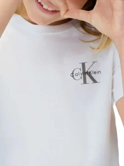 T-shirt en coton blanc uni avec une coupe droite et un col rond