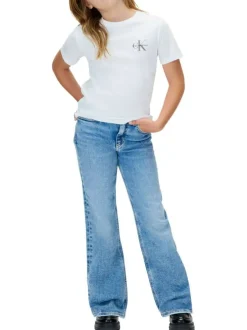 T-shirt en coton blanc uni avec une coupe droite et un col rond
