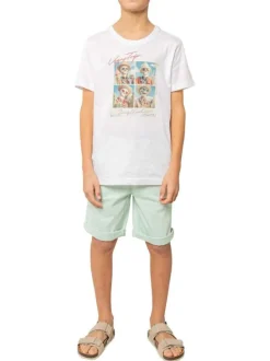 T-shirt en coton blanc uni pourvu d'un col rond et d'une coupe droite